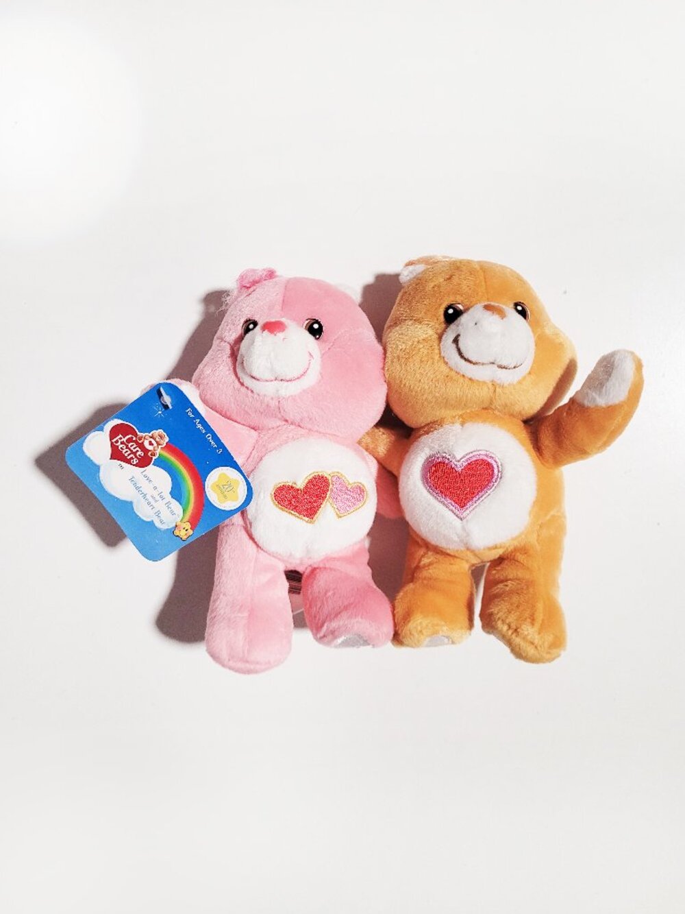 Care Bears 2002 Cuddle Pairs 20th Anniversary Love-a-Lot and Tenderheart - BNWT
